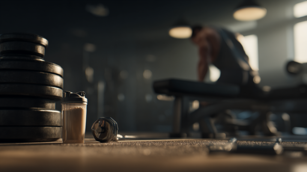 Leere Trainingsbank für Bench Press mit Langhantelablage, ideal für Krafttraining und Muskelaufbau.
