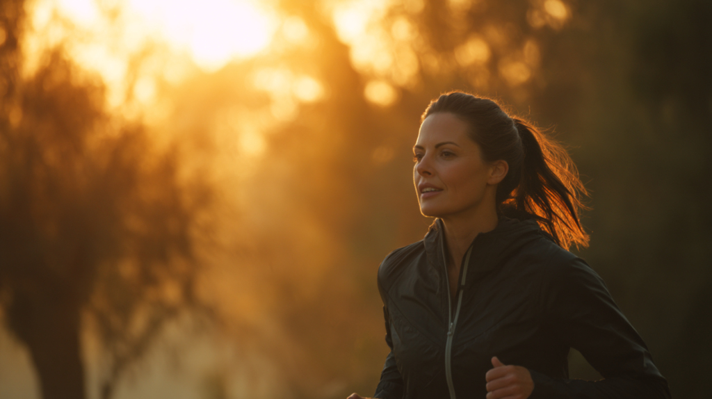Joggerin beim Laufen im Freien – Symbolbild für Fitness, Ausdauer und gesunde Bewegung.