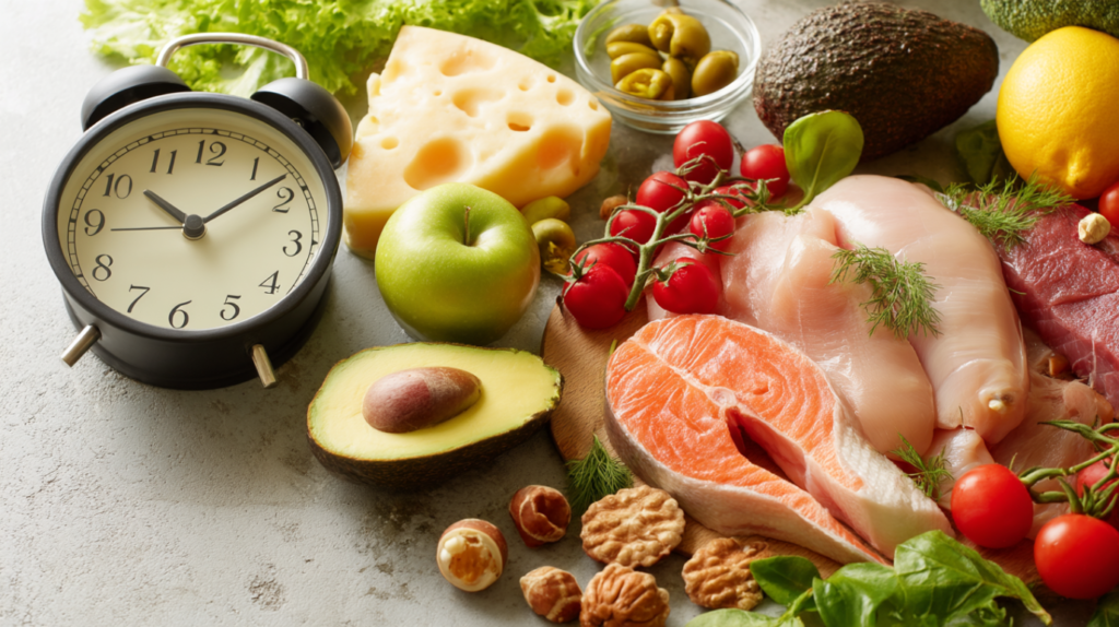 4-Stunden-Diät mit gesunden Mahlzeiten und Snacks über den Tag verteilt – Fokus auf kontinuierliche Ernährung und gesunde Essgewohnheiten.