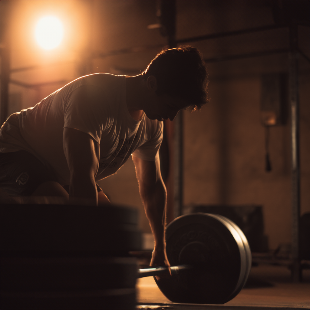 Bodybuilder beim intensiven Training mit Fokus auf Muskelpump und Definition.